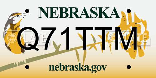 Q71TTM Nebraska License Plate