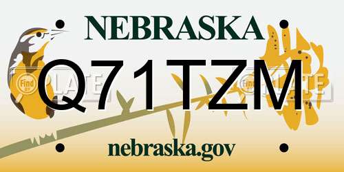 Q71TZM Nebraska License Plate