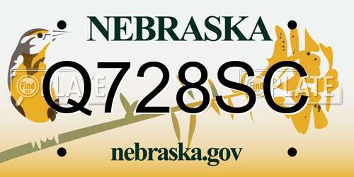 Q728SC Nebraska License Plate