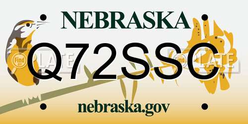 Q72SSC Nebraska License Plate