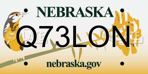 Q73LON Nebraska License Plate