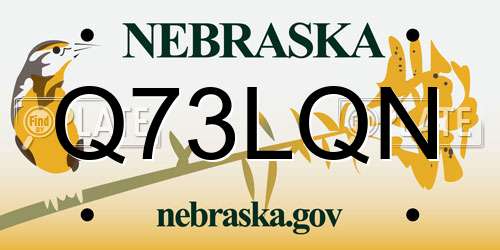 Q73LQN Nebraska License Plate