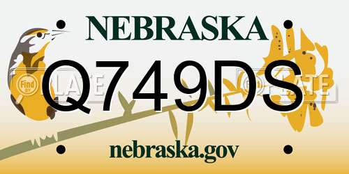 Q749DS Nebraska License Plate