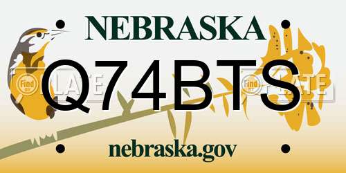 Q74BTS Nebraska License Plate