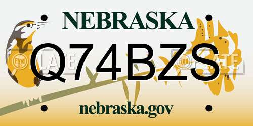 Q74BZS Nebraska License Plate