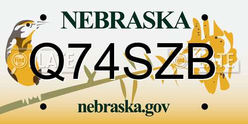 Q74SZB Nebraska License Plate