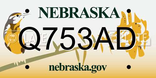 Q753AD Nebraska License Plate