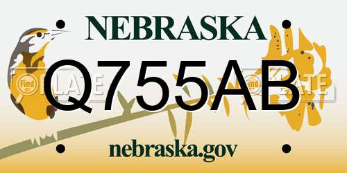 Q755AB Nebraska License Plate