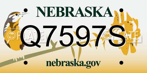 Q7597S Nebraska License Plate