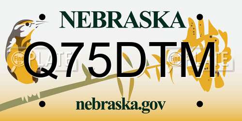 Q75DTM Nebraska License Plate