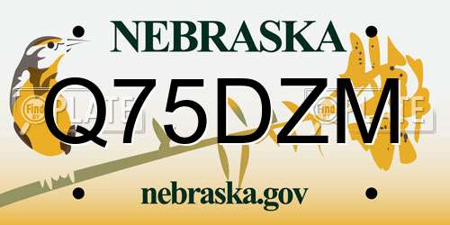 Q75DZM Nebraska License Plate