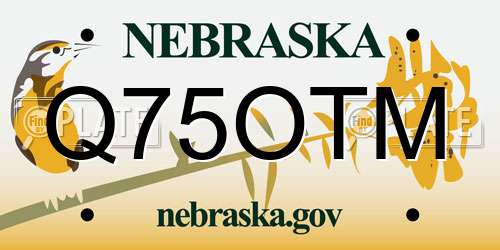 Q75OTM Nebraska License Plate
