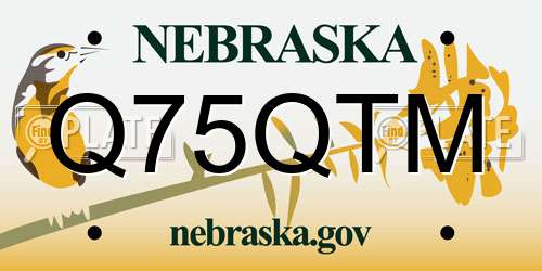 Q75QTM Nebraska License Plate