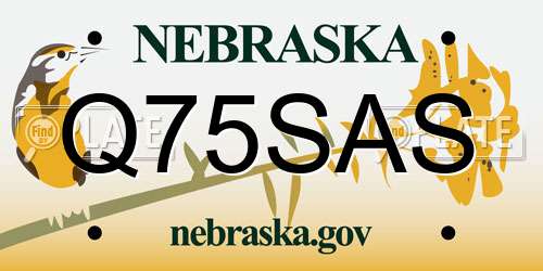 Q75SAS Nebraska License Plate