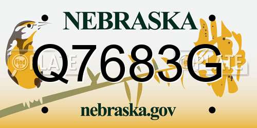Q7683G Nebraska License Plate