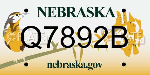 Q7892B Nebraska License Plate