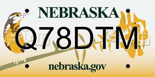 Q78DTM Nebraska License Plate