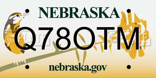 Q78OTM Nebraska License Plate