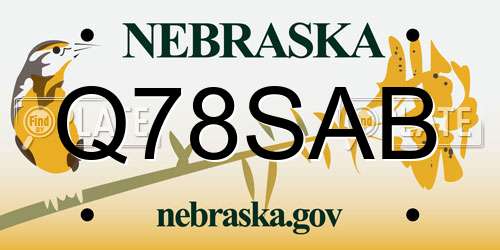 Q78SAB Nebraska License Plate