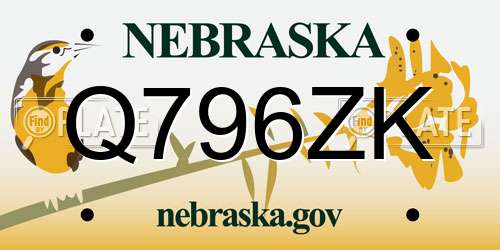 Q796ZK Nebraska License Plate