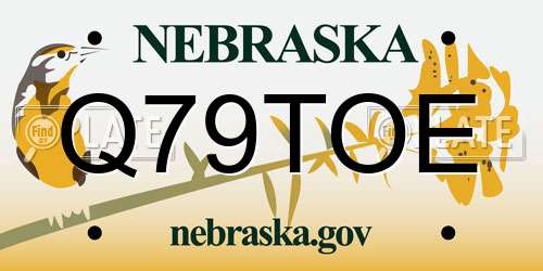Q79TOE Nebraska License Plate