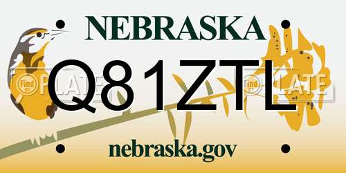 Q81ZTL Nebraska License Plate