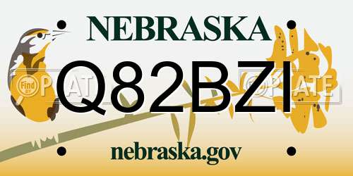 Q82BZI Nebraska License Plate