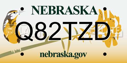 Q82TZD Nebraska License Plate