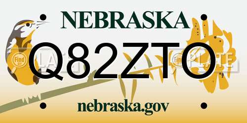 Q82ZTO Nebraska License Plate