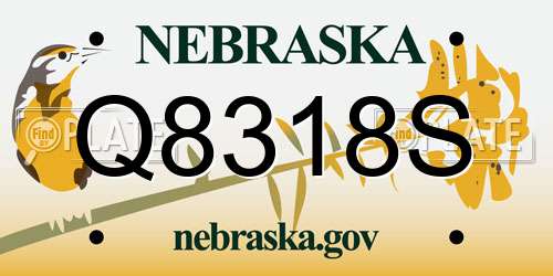 Q8318S Nebraska License Plate