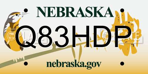 Q83HDP Nebraska License Plate