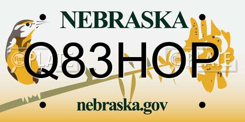 Q83HOP Nebraska License Plate