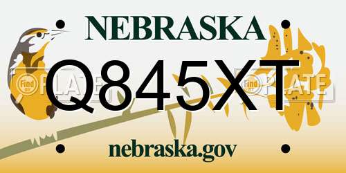 Q845XT Nebraska License Plate