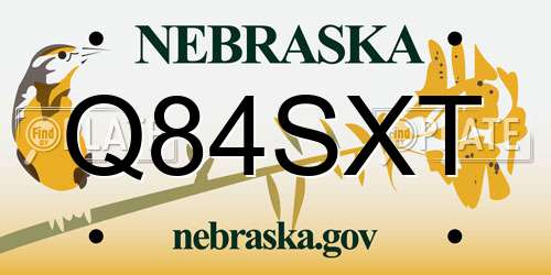 Q84SXT Nebraska License Plate