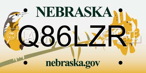 Q86LZR Nebraska License Plate
