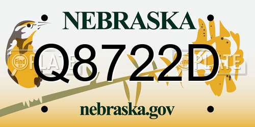 Q8722D Nebraska License Plate