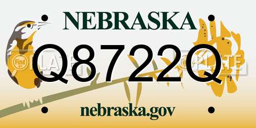 Q8722Q Nebraska License Plate
