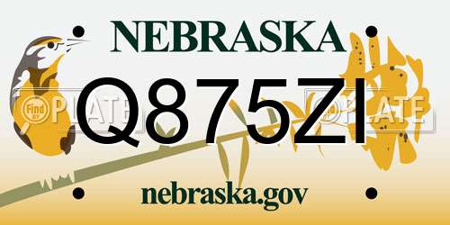 Q875ZI Nebraska License Plate