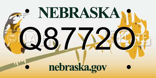 Q8772O Nebraska License Plate