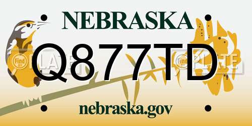 Q877TD Nebraska License Plate