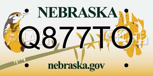 Q877TO Nebraska License Plate