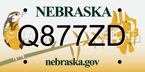 Q877ZD Nebraska License Plate
