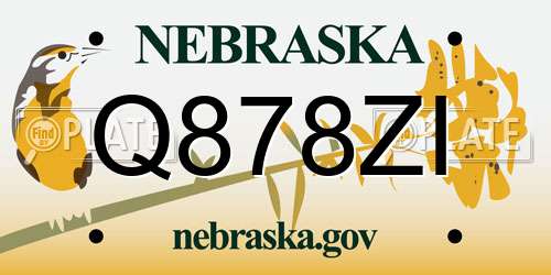 Q878ZI Nebraska License Plate