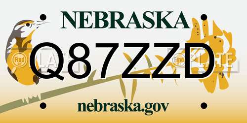 Q87ZZD Nebraska License Plate