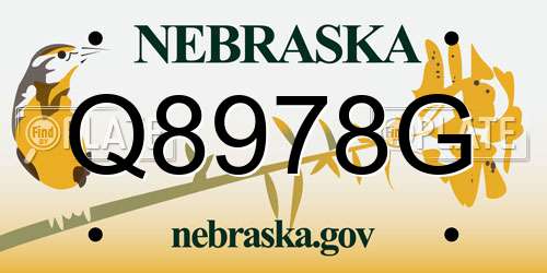 Q8978G Nebraska License Plate