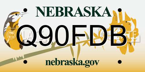 Q90FDB Nebraska License Plate