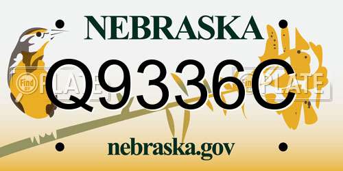 Q9336C Nebraska License Plate