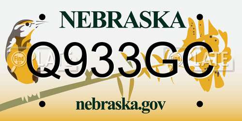 Q933GC Nebraska License Plate
