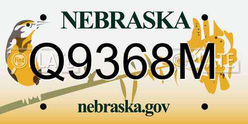 Q9368M Nebraska License Plate