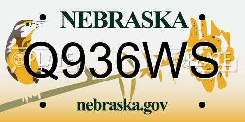 Q936WS Nebraska License Plate